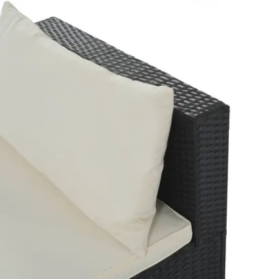 9pc Wicker Patio Sectional Seating Set with Cushions - Black/Beige - GODEER image {3}