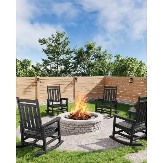 Poly Lumber HDPE Rocking Adirondack Chair Outdoor Weather Resistant Wide Backrest 380LB Capacity Patio Garden image {4}