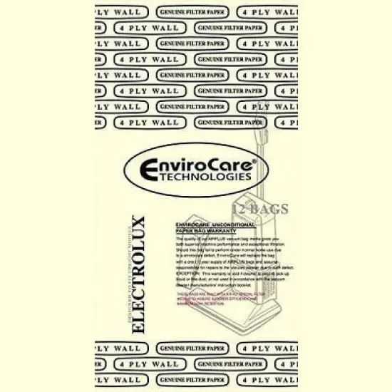 EnviroCare Replacement 4 Layer Filtration Vacuum Cleaner Dust Bags Made to fit Electrolux Style U Discovery Uprights 12 Pack image {1}