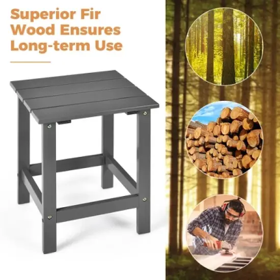 Costway 2PCS Patio Adirondack Chair Side Table Set Solid Wood Garden Deck Grey image {5}