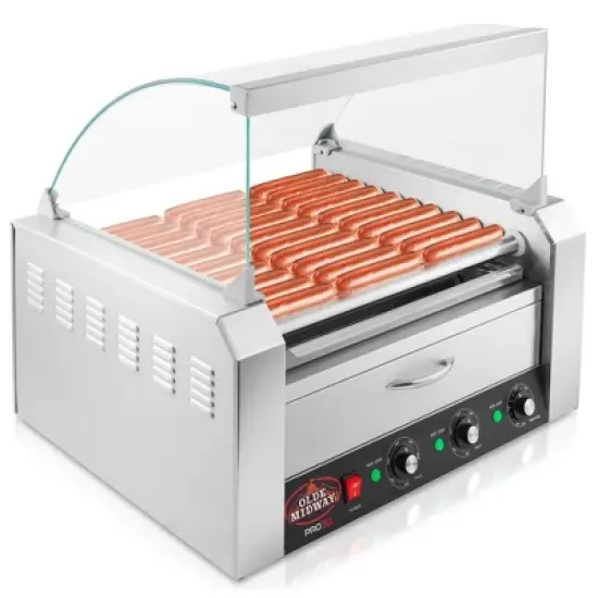 Olde Midway Electric Hot Dog Roller Grill Machine with Bun Warmer, Commercial Grade image {10}