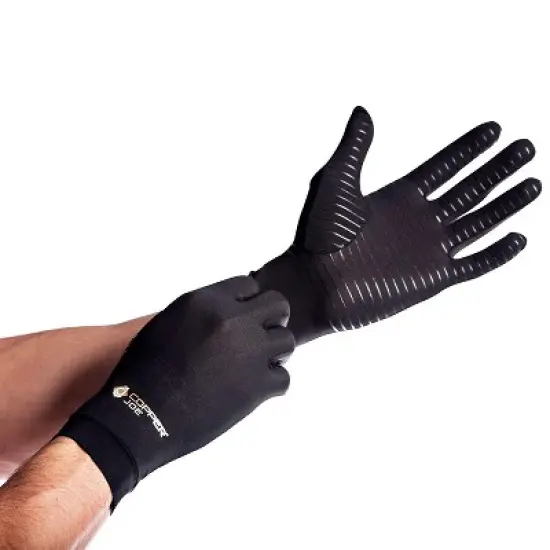 Copper Joe Full Finger Copper Infused Arthritis Hand Compression Gloves-For Computer Typing, Carpal Tunnel, Rheumatoid, Tendonitis. For Men and Women image {6}