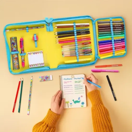 GirlZone 43-Piece Rainbow Stationery Set for Girls, Jumbo Rainbow Arts & Crafts Filled Stationery Pencil Case for Girls image {3}