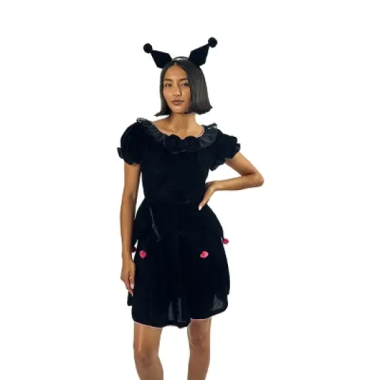 Kuromi Women's Black Cosplay Dress With Matching Headband image {2}