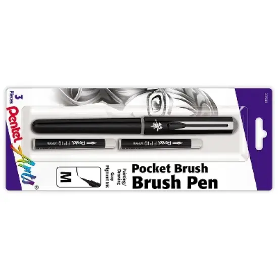 Pentel Arts Refillable Pocket Brush Pen Gray (PTAGFKP3BPN) image {1}