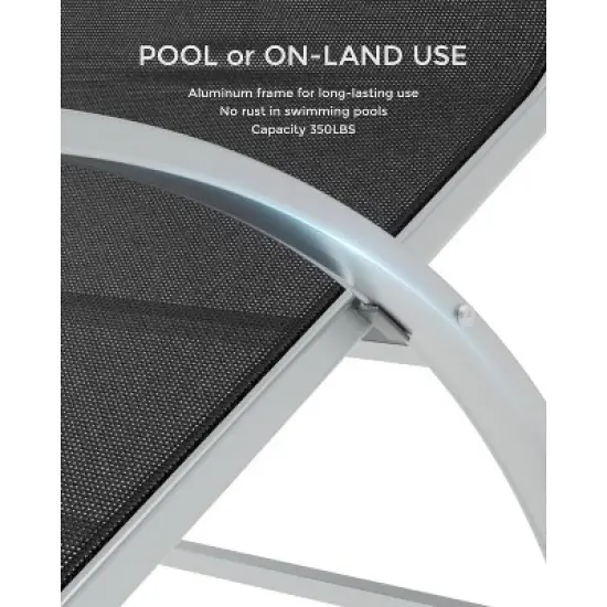 Patio Chaise Lounge Set of 3, Outdoor Pool/Beach Sunbathing Lawn Lounger with Arm & Side Table, for Poolside, Backyard image {3}