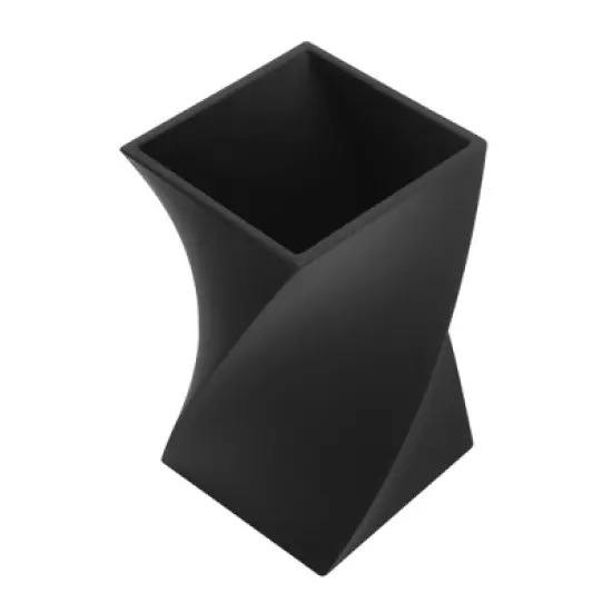 Zodaca Black Wave Pen Pencil Ruler Holder Cup Stationery Desktop Organizer Soft Touch image {4}