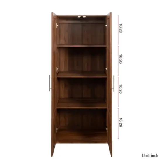 SKRAN Multi-Functional Pantry Cabinet with Pull-Out Multi-Tier Storage Shelf, 4-Door Farmhouse Storage Cabinet, Pantry Organizers for Kitchen image {3}