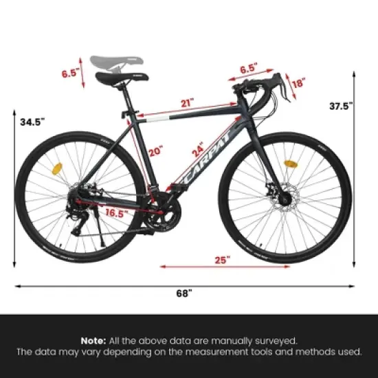 NAYSAYE Bicycle 700C Road Bike Lightweight Aluminum Frame 16 Speed with Disc Brakes for Men and Women, Dark Blue, 68"*18"*37.5" image {3}