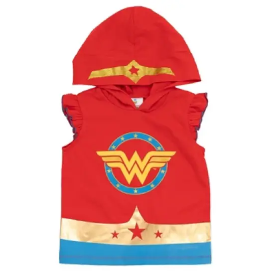 DC Comics Justice League Wonder Woman Girls Tank Top and Dolphin Active French Terry Shorts Little Kid to Big Kid image {2}