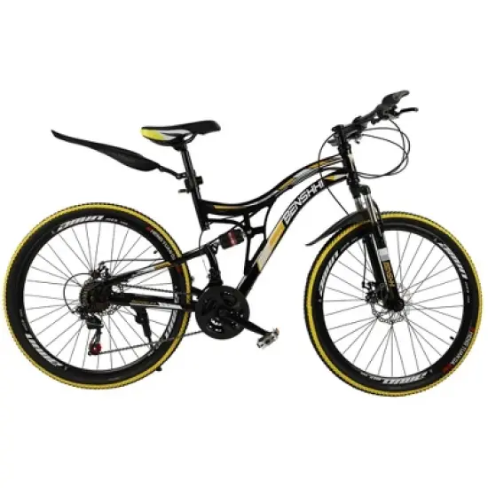 Topteng 21 Speed 26 inches Mountain Bike, Full Suspension MTB for Teenagers- Yellow image {1}