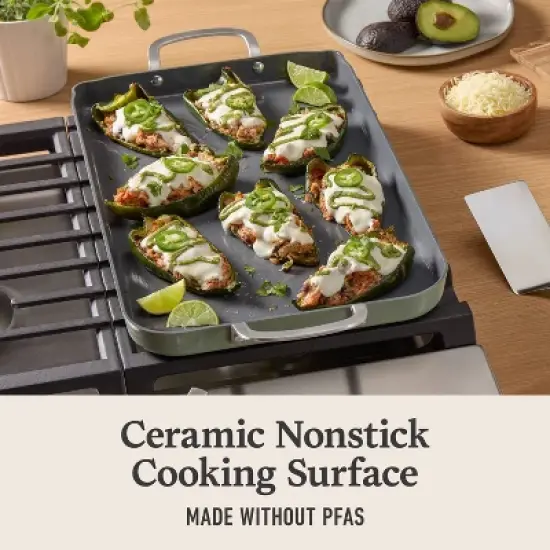 Calphalon Ceramic Double Griddle Silver Ash: Nonstick Double Burner Griddle Pan, Dishwasher-Safe, Anodized Aluminum image {2}