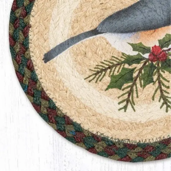 Earth Rugs Eco-Friendly Jute Trivet &ndash; Rustic Winter Bird Design by Suzanne Pienta image {1}