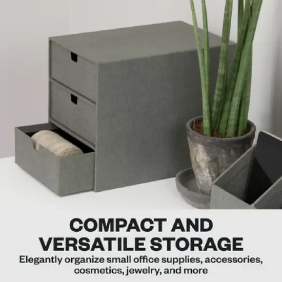 Bigso Ingrid 3-Drawer Canvas Fiberboard Desk Organizer | Stackable Desktop Storage for Supplies image {6}