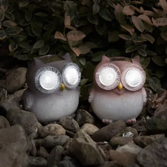 Nature Spring Outdoor Solar LED Light Owl Statues for Yard Decor - Set of 2 image {2}