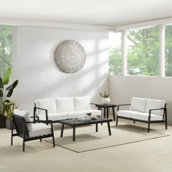 Linon Lark Aluminum Three Seater Sofa White image {7}