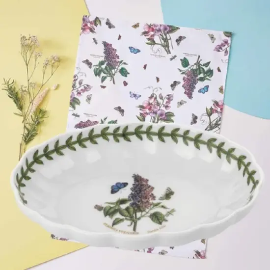 Portmeirion Botanic Garden Fluted Oval Dish (6"x4.5") - Garden Lilac Motif, Porcelain Bakeware - Oven, Microwave, Freezer, Dishwasher Safe image {6}
