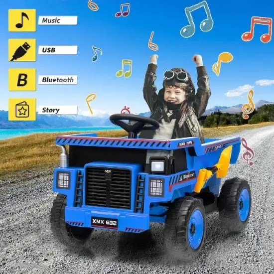 12V Ride On Dump Truck for Kids, Ride On Car with Remote Control, Construction Vehicles with Dump Bed & Shovel, Ride-On Toys for Kids 3+ image {5}