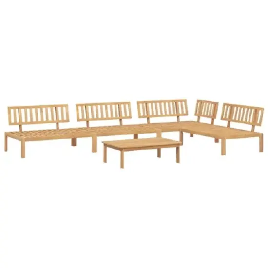 vidaXL 5-Piece Patio Pallet Sofa Set - Solid Acacia Wood - Modular Sectional Sofas with Table for Garden, Deck, Patio image {8}