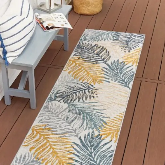 JONATHAN Y Calypso Coastal Casual Palm Frond Reversible Machine-Washable Indoor/Outdoor Area Rug image {4}
