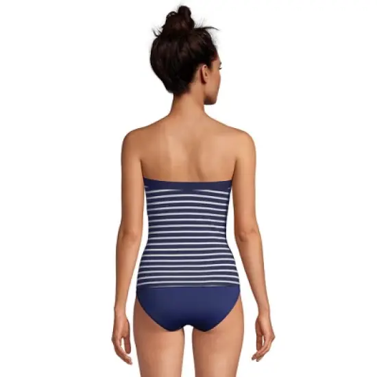 Lands' End Women's Long Chlorine Resistant Bandeau Tankini Swimsuit Top with Removable Adjustable Straps image {1}
