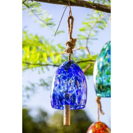 Evergreen Art Glass Speckle Deep Blue Bell Chime image {1}