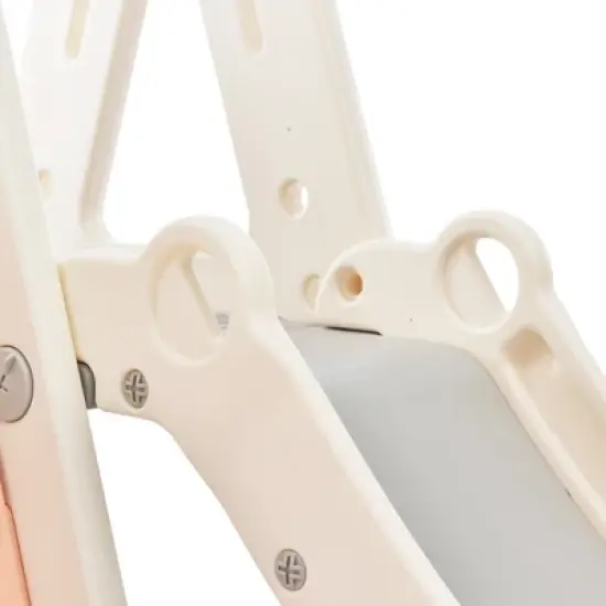 Triangle Climber with Slide,Toddlers Climber Slide for Age 1-3,7-in-1 A-Frame Climber Toddler Slide with Basketball Hoop and Art Drawing Board Pink image {7}