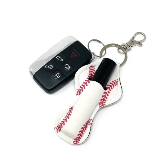 Wrapables 10 Pack Chapstick Holder Keychain with 10 Pieces Metal Clasps, Baseball/Softball image {2}