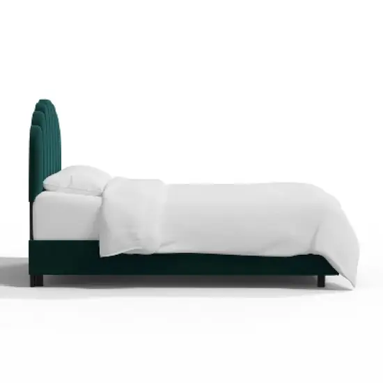 Full Emma Shell Upholstered Bed Dark Teal Green - Skyline Furniture image {2}