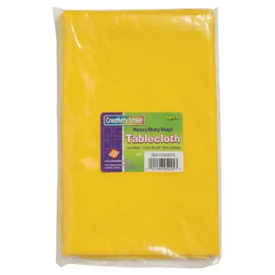 Creativity Street&reg; Vinyl Tablecloth, Yellow, 38" x 80", 1 Count image {1}