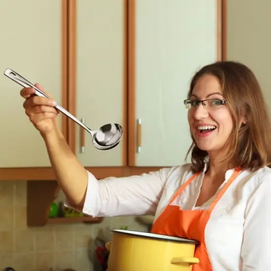 Unique Bargains Stainless Steel Ladle Kitchenware Spoons 11.6" Silver Tone 1 Pc image {2}