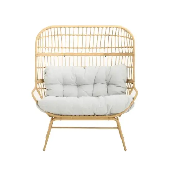 Coolbibila-Loveseat For Outdoor Made Of PE Rattan, Patio Sofa With Stylish And Versatile Design, Patio Chair With Iron Frame And Cushion image {1}