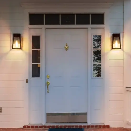 10" Metal/Glass Cone Outdoor Wall Lamp Black - LNC image {2}