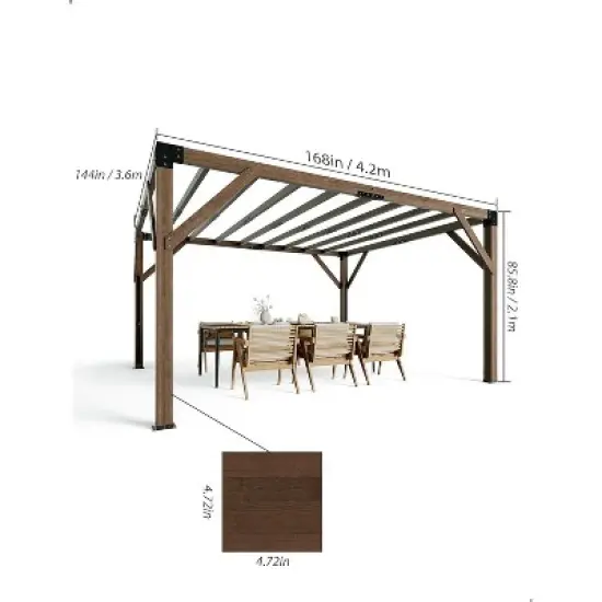 GustoWave 12'X 14' Outdoor Durable & Rot Resistant Wooden Pergola for Backyard, Garden, Deck image {5}