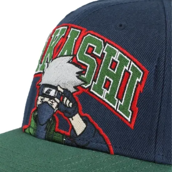 Naruto Kakashi Embroidered Precurve Snap Back Hat For Men image {3}