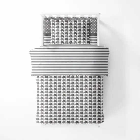 Bacati - Elephants White/Gray 4 pc Toddler Bedding Set image {2}