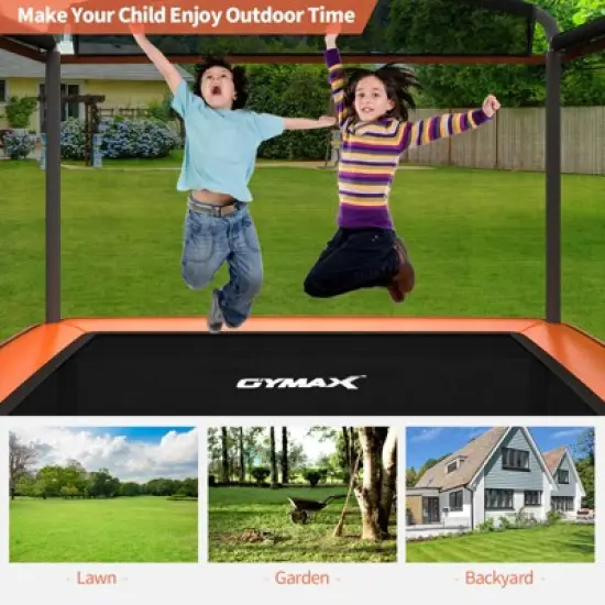 Infans 6 FT Kids Trampoline with Swing, Small Trampoline for 2 Kids, with Safety Enclosure Net, Built-in Zipper, Toddler Rectangle Trampoline, Orange image {2}