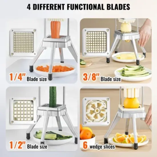 VEVOR Commercial Chopper with 4 Replacement Blades Commercial Vegetable Chopper Stainless Steel French Fry Cutter Potato Dicer & Slicer image {5}