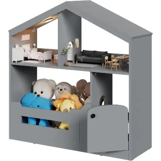 Homhougo 2 Tier Kids Bookshelf with Motion Sensor Light, Wooden Book Rack & Toy Organizer for Nursery, Playroom, Kids&rsquo; Room or Classroom image {6}