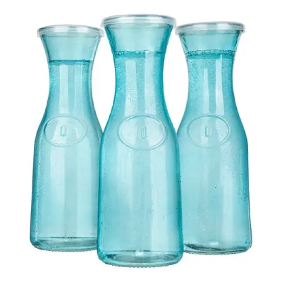 Kook Glass Carafe Pitchers, Beverage Dispensers, Set of 3, 35 Oz image {3}