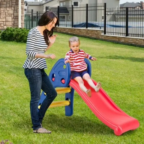 Costway 2 Step Children Folding Slide Plastic Fun Toy Up-down Suitable for Kids image {2}