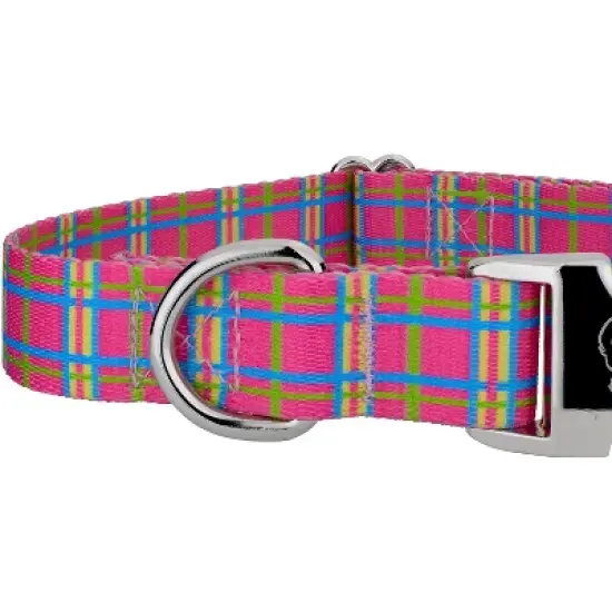 Country Brook Petz Premium Bubblegum Pink Plaid Dog Collar and Leash image {6}