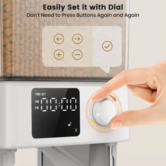 Oneisall PFD-002 Automatic Dog and Cat Feeder - 5L, Timed Dispenser for 2 Cats, Dual Bowls, Pet Dry Food Dispenser image {3}