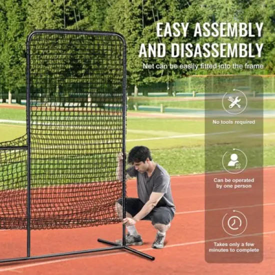 VEVOR L Screen Baseball for Batting Cage, 7x7 ft Baseball Softball Safety Screen, Body Protector Portable Batting Screen image {6}