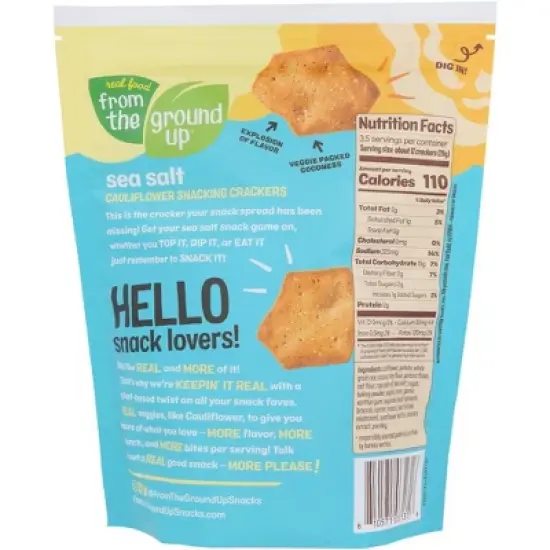 Real Food From The Ground Up Sea Salt Cauliflower Snacking Crackers - Case of 6/3.5 oz image {2}