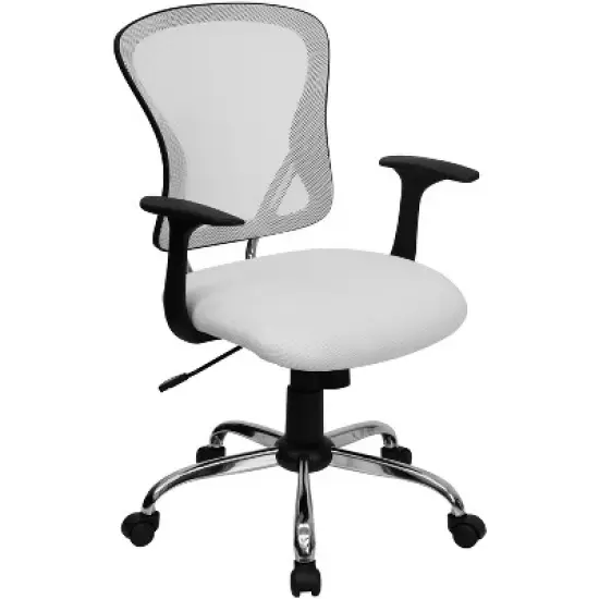 Emma and Oliver Mid-Back Mesh Swivel Task Office Chair with Chrome Base and Arms image {12}