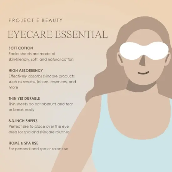Project E Beauty 1000pcs Disposable Eye Masks | Non-Woven Cotton Pads | 100% Cotton Sheet Masks for Eyes | DIY Eye Mask for Toner, Serum, or Lotion image {3}