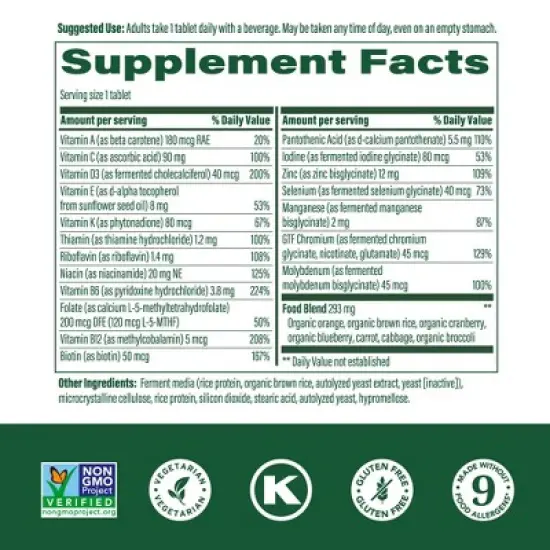 MegaFood Men's 55+ One DailyMultivitamin w/ Vitamin B12, Vitamin C, Vitamin D & Zinc - Optimal Aging & Immune Support Supplement, Vegetarian, 90 Tabs image {3}
