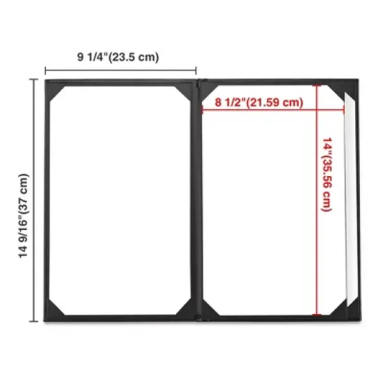 WeChef 5 Pack Menu Covers 8.5 x 14" 4 Views Faux Leather Cafe Restaurant Bars Black image {7}