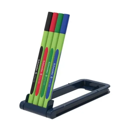 Schneider&reg; Line-Up Fineliner Pen, 0.4 mm, Adjustable Case Stand, 4 Assorted Ink Colors image {1}